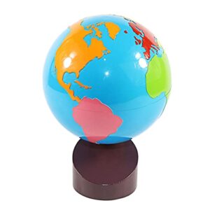 Gudong Montessori Geography Materials Globe of World Parts/ Continents Preschool Early Educational Equipment Kids Culture Learning Toys Know World Globe (Yellow)