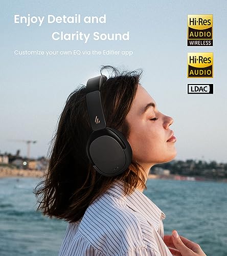 Edifier WH950NB Active Noise Cancelling Headphones, Bluetooth 5.3 Wireless Headphones, LDAC Hi-Res Audio, 55 Hours Playtime, Google Fast Pairing for Android, Dual Device Connection, App Control, Black