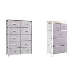 yitahome 10 drawer dresser - fabric storage tower (cool gray) & fabric dresser with 5 drawers - storage tower with large capacity, (light grey)