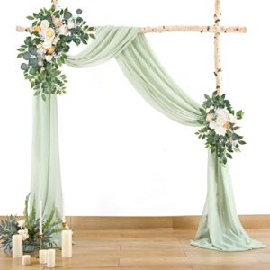 partisky wedding arch draping fabric,1 panel 18ft sage green wedding arch drapes chiffon fabric drapery wedding arch decorations for ceremony reception party ceiling backdrop