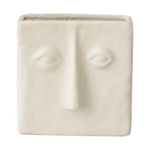 wenshuo abstract square face pen holder, modern and minimalistic desk accessories, matte crème