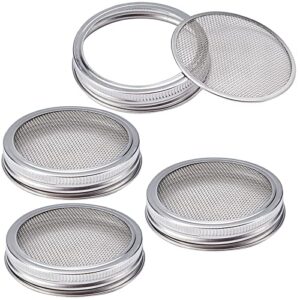 gorgecraft 4 sets sprouting jar lids 304 stainless steel mesh lid growing alfalfa sprout seeds salad strainer lids kit for wide mouth mason jars canning jar