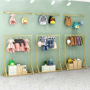 NEOCHY Heavy-Duty Hangers, Wrought Iron Clothing Display Racks, Household Movable Drying Racks,Ng Load-Bearing/Golden/120X40X150Cm