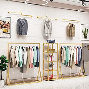 NEOCHY Heavy-Duty Hangers, Wrought Iron Clothing Display Racks, Household Movable Drying Racks,Ng Load-Bearing/Golden/120X40X150Cm