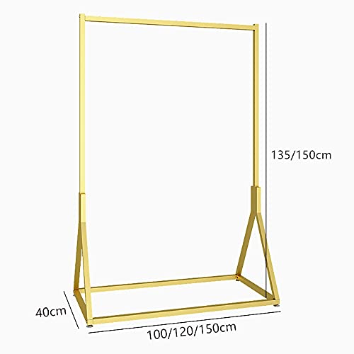 NEOCHY Heavy-Duty Hangers, Wrought Iron Clothing Display Racks, Household Movable Drying Racks,Ng Load-Bearing/Golden/120X40X150Cm