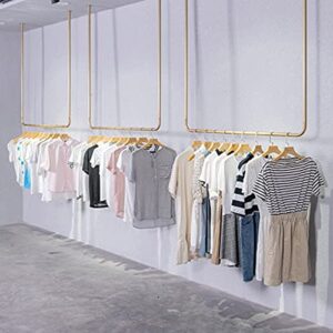 NEOCHY Wall-Mounted Clothes Rail, Ceiling-Mounted Clothes Display Rack, Detachable Hanger, Loft Design Hanger/Golden/120X150Cm