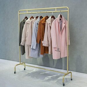 NEOCHY Heavy-Duty Clothes Rail, Movable Double-Pole Hanger, with Non-Slip Foot Pad, Nano, Simple and Stylish, Household Iron Art Rack, Stable and Durable/Golden/100 * 40 * 135Cm