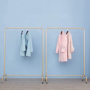 NEOCHY Heavy Clothes Rails, Modern Minimalist Metal Wheeled Clothes Hangers, Industrial Pipe Drying Racks, Display Racks/Golden/120X135Cm