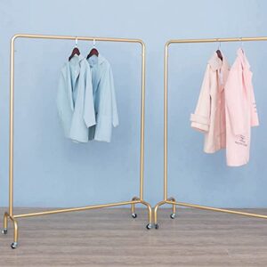 NEOCHY Heavy Clothes Rails, Modern Minimalist Metal Wheeled Clothes Hangers, Industrial Pipe Drying Racks, Display Racks/Golden/120X135Cm