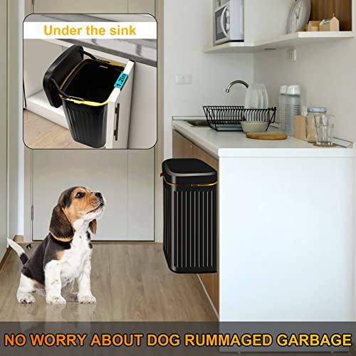 SXDLED Hanging Kitchen Trash Can with Lid, 1.05 Gal Stainless Steel Garbage Can Bathroom Trash Can Indoor Compost Bin for Counter Top, Wall-Mounted, Under Sink or Floor