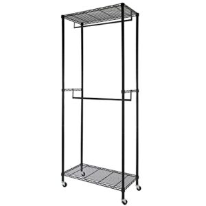 soywey heavy duty wire garment rack, clothing rack clothes rack for hanging clothes metal free standing clothes rack wire metal clothing rack closet（black）