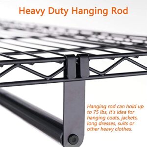 Soywey Heavy Duty Wire Garment Rack, Clothing Rack Clothes Rack for Hanging Clothes Metal Free Standing Clothes Rack Wire Metal Clothing Rack Closet（Black）
