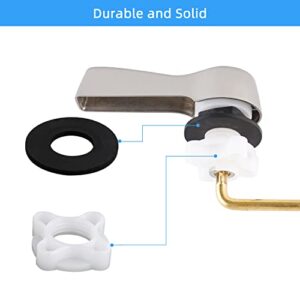 Brushed Nickel Toilet Tank Flush Lever Replacement, Universal Front Mount Handle Toilet Tank Trip Lever with Stainless Steel Flapper Chains, Brass Toilet Handle, Easy Install