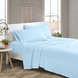 100% Egyptian Cotton Bed Sheets Set -800 Thread Count 4-Piece light blue Solid Sheets Set, Long Staple Luxury California King Size Fits Mattress Upto 16'' Deep Pocket ( light blue Solid )