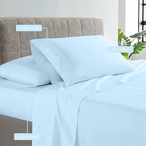 100% Egyptian Cotton Bed Sheets Set -800 Thread Count 4-Piece light blue Solid Sheets Set, Long Staple Luxury California King Size Fits Mattress Upto 16'' Deep Pocket ( light blue Solid )