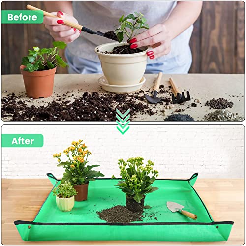 Onlysuki 39.5" X 31.5" Large Repotting Mat for Indoor Plant Transplanting and Dirt Control Portable Potting Tray Plant Gifts for Plant Lovers Gardening Gifts for Women & Men