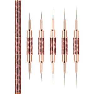 Raindon Nail Art Liner Brushes - Nail Art Design Pen Painting Tools Liner Brush UV Gel Polish Painting Nail Design Brush Metal Handle for Pulling Lines, Details (brown)