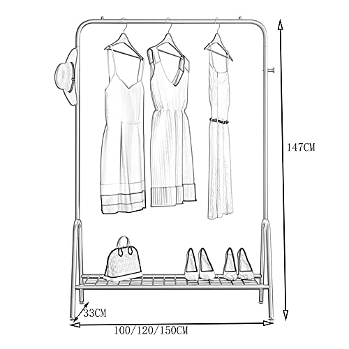 NEOCHY Heavy-Duty Hangers, Carbon Steel Clothing Display Racks, Open Balconies, Cloakroom Drying Racks, Men's and Women's Clothing Store Display Racks/Rose Gold/120Cm