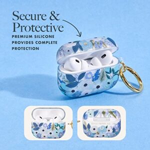 Rifle Paper Co. AirPods Pro 1 Case/AirPods Pro 2 Case Cover with Keychain [Wireless Charging Compatible] [Front LED Visible] Protective Cute Case for Apple Airpods Pro 2 / Pro 1 - Garden Party Blue