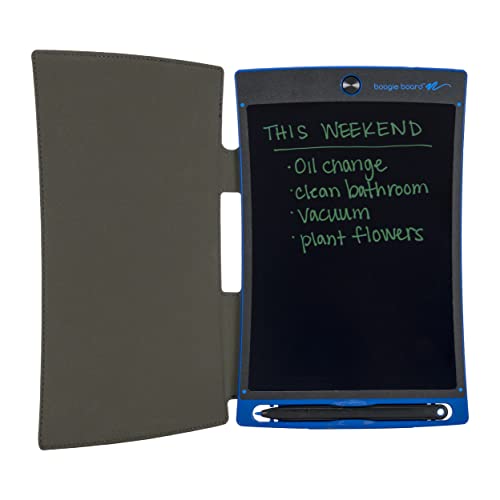 Boogie Board Jot Reusable Writing Tablet for Adults, 8.5" Digital Notebook with Instant Erase, Digital Notepad with Magnets, Note Taking Tablet for Work or School, Blue with Protective Folio