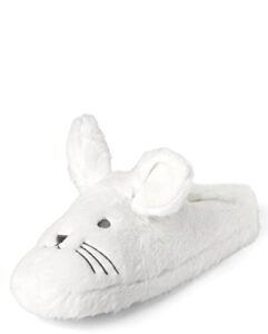 the children's place unisex slippers, white bunny-adult, large big_kid