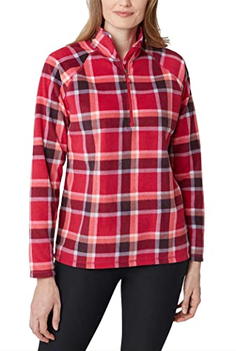 Eddie Bauer Womens Midweight Quarter Zip Fleece Pullover (as1, alpha, x_l, regular, regular, Dark Berry Plaid, X-Large)