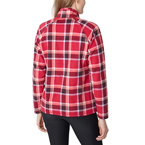 Eddie Bauer Womens Midweight Quarter Zip Fleece Pullover (as1, alpha, x_l, regular, regular, Dark Berry Plaid, X-Large)