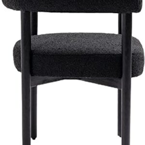 Meridian Furniture Hyatt Collection Mid-Century Modern Dining Chair, Solid Wood Finish, Rich Boucle Fabric, 26.5" W x 22" D x 28" H, Black