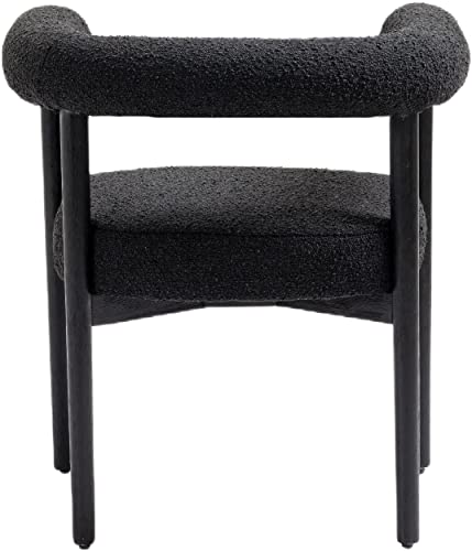 Meridian Furniture Hyatt Collection Mid-Century Modern Dining Chair, Solid Wood Finish, Rich Boucle Fabric, 26.5" W x 22" D x 28" H, Black