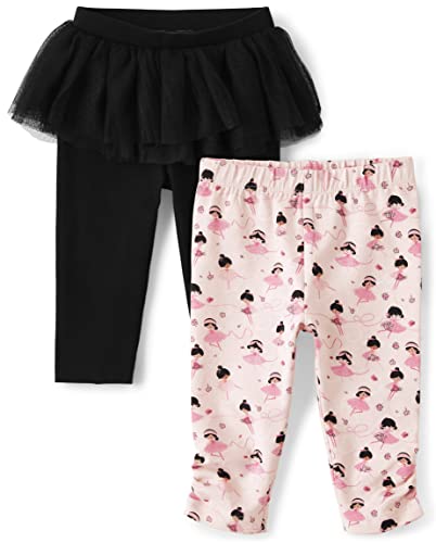 The Children's Place Baby Girl's and Newborn Pull on Pants, Ballerina 2-Pack, 12-18 Months