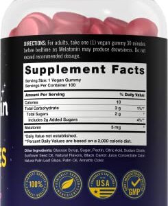 Carlyle Melatonin 5mg Gummies | 100 Count | 1 Gummy Per Serving | Natural Berry Flavor | 100% Drug Free | Non-GMO, Gluten Free Supplement