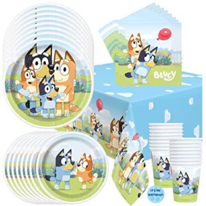 bluey birthday party supplies for 16 - bluey party supplies | bluey party decorations | bluey birthday decorations | bluey decorations for birthday party | plates, napkins, cups, table cloth & sticker