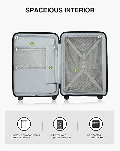 LUGGEX White Luggage Sets 3 Piece with Spinner Wheels - Expandable Carry on Suitcase Set of 3 - Travel Lightweight Luggage Sets 3 Piece without USB Port