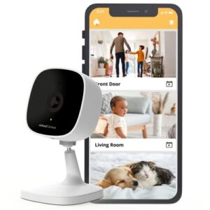 alfredcamera indoor security bullet camera (white) - alfredcam, plug-in baby monitor/pet cam- 1080p, night vision, wide-angle view, continuous recording & stick-on mount - works with alfred camera app