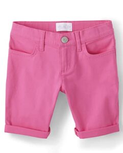 the children's place girls' solid skimmer shorts, rose, 12