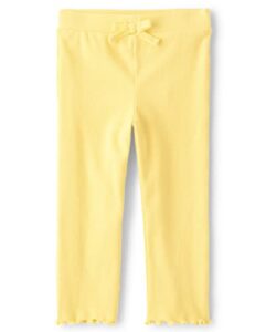 the children's place baby toddler girls ribbed tie front leggings, sun valley, 12-18 months