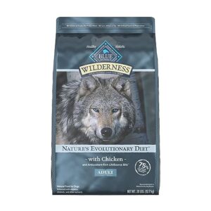 blue buffalo wilderness high protein natural adult dry dog food plus wholesome grains, chicken 28 lb bag