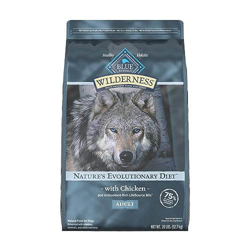 Blue Buffalo Wilderness High Protein Natural Adult Dry Dog Food plus Wholesome Grains, Chicken 28 lb bag