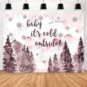 aperturee mountain baby shower backdrop 7x5ft baby it's cold outside girl party decorations banner snow forest snowflake photography background woodland adventure gender neutral party supplies