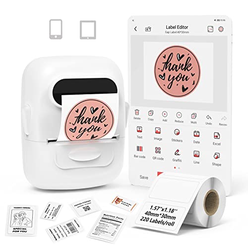 MARKLIFE Label Maker Machine with Tape Barcode Label Printer - Mini Portable Bluetooth Thermal Labeler for Address Clothing Jewelry Retail Barcode Compatible Phones &PC