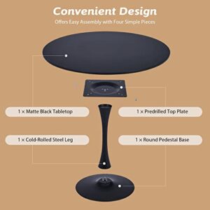 VONLUCE Round Dining Table, 36 Inch Tulip Table with MDF Top and Steel Base, Small Pedestal Table for Dining Room Kitchen Living Room More, Modern Bistro Table Kitchen Table with 220lb Capacity, Black