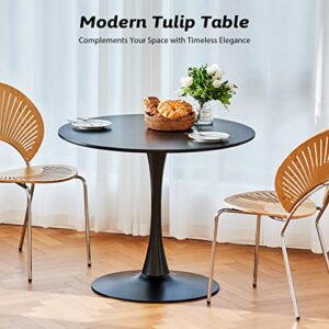 VONLUCE Round Dining Table, 36 Inch Tulip Table with MDF Top and Steel Base, Small Pedestal Table for Dining Room Kitchen Living Room More, Modern Bistro Table Kitchen Table with 220lb Capacity, Black