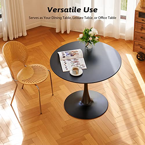 VONLUCE Round Dining Table, 36 Inch Tulip Table with MDF Top and Steel Base, Small Pedestal Table for Dining Room Kitchen Living Room More, Modern Bistro Table Kitchen Table with 220lb Capacity, Black