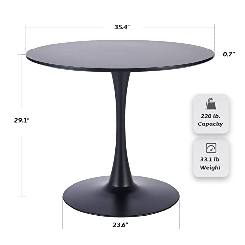 VONLUCE Round Dining Table, 36 Inch Tulip Table with MDF Top and Steel Base, Small Pedestal Table for Dining Room Kitchen Living Room More, Modern Bistro Table Kitchen Table with 220lb Capacity, Black