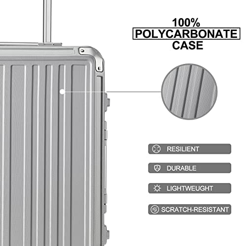 CLUCI Carry On Luggage 100% PC No Zipper Suitcase Aluminum Frame Hard Case Suitcase Luggage With TSA Lock,20" Carry-On