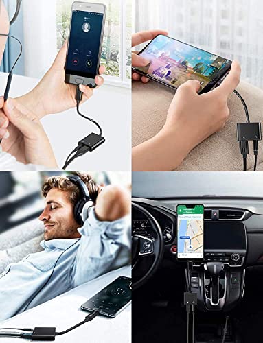 USB C to 3.5mm Headphone and Charger Adapter,2 in 1 USB C to Aux Audio Jack with PD Fast Charging Dongle Cable Cord,Compatible with Galaxy S22/S21/S20/S20+ Ultra,Note 20/10,Pixel 6/5/4/3 XL(Black)