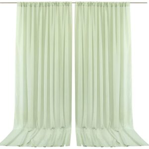 10ft x 10ft sage green backdrop curtains, wrinkle-free sheer chiffon fabric backdrop drapes for wedding arch party ceremony stage decoration