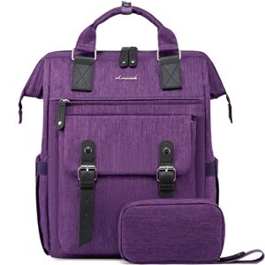 lovevook laptop backpack for women teacher doctor nurse bags work backpack purse business computer bag, college backpack daypack, anti-theft travel backpack with usb charging port, dark purple