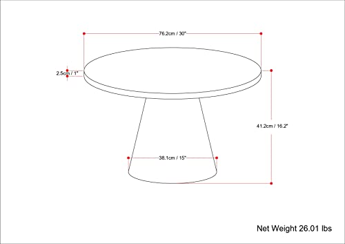 SIMPLIHOME Winnie SOLID ACACIA WOOD 30 Inch Wide Round Modern Coffee Table in Walnut, Fully Assembled, For the Living Room and Bedroom