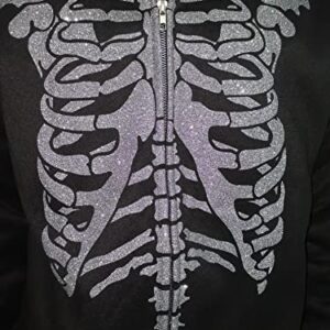 Lokkcy Y2K Rhinestone Skeleton Hoodie 2022 for Men Women, Skull Sweater Print Long Sleeve Zip Up Spider Hoodies-M